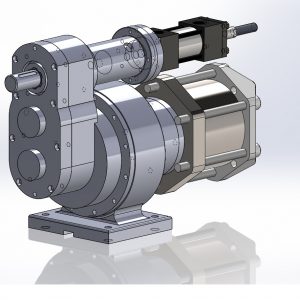 Here's an alt tag for the image: 3D model of a hydraulic pump.